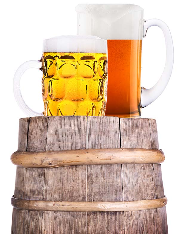Sahti in Glass on Beer Barrel
